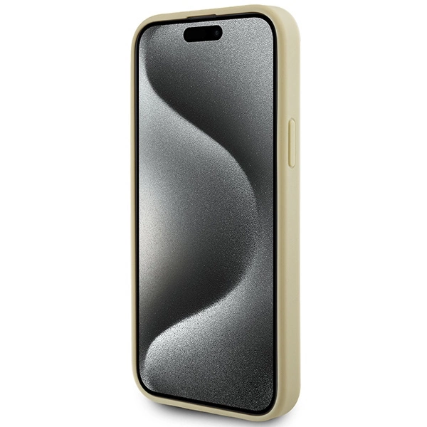 Etui Guess Leather 4G Metal Logo Strass do iPhone 15 - złote