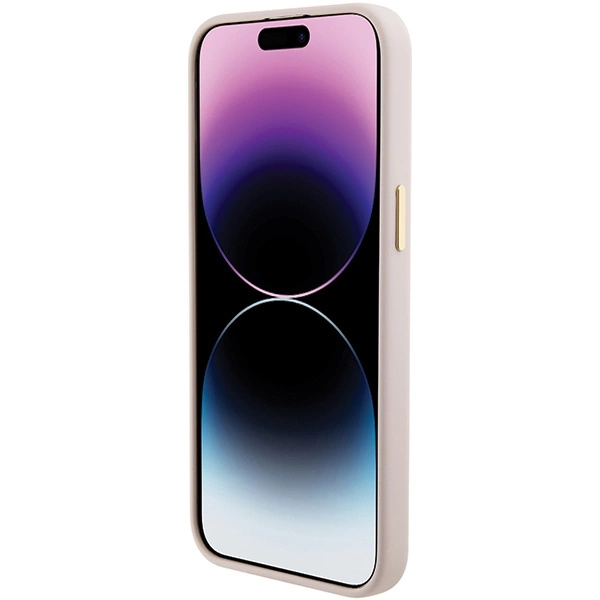 Etui Guess Silicone Logo Strass 4G na iPhone 15 Pro Max - różowe