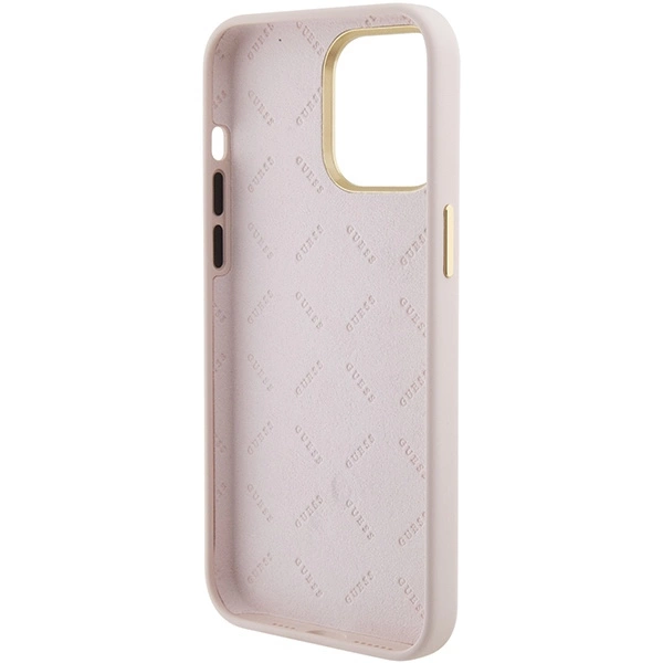 Etui Guess Silicone Logo Strass 4G na iPhone 15 Pro Max - różowe