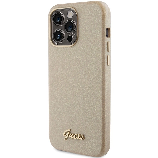 Etui Guess Glitter Glossy Script do iPhone 15 Pro Max - złote