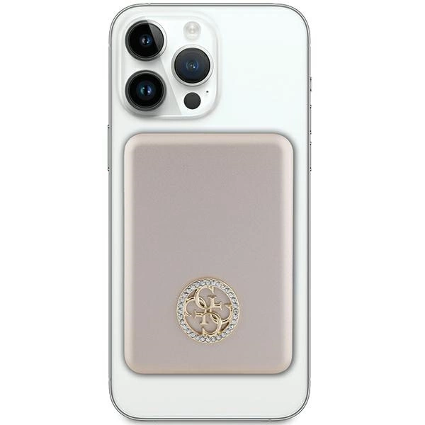 Powerbank indukcyjny Guess MagSafe 4G Strassed Metal Logo 15W 5000mAh - złoty