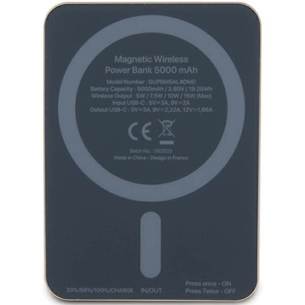 Powerbank indukcyjny Guess MagSafe 4G Strassed Metal Logo 15W 5000mAh - złoty