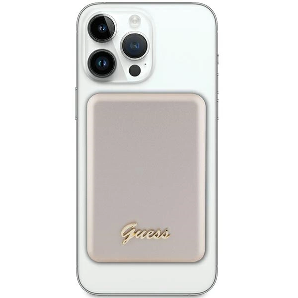 Powerbank indukcyjny Guess MagSafe Metal Script Logo 15W 5000mAh - złoty