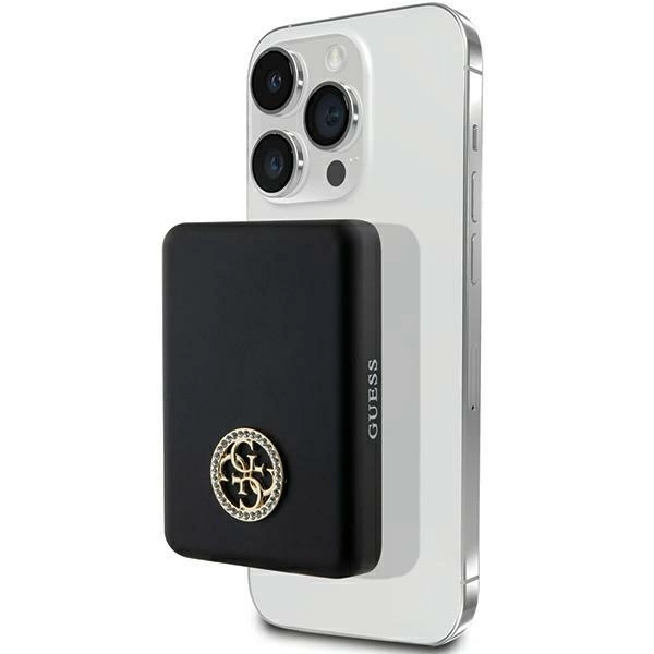 Powerbank indukcyjny Guess MagSafe 4G Strassed Metal Logo 5W 3000mAh - czarny