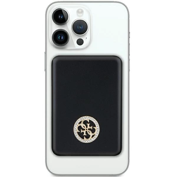 Powerbank indukcyjny Guess MagSafe 4G Strassed Metal Logo 5W 3000mAh - czarny