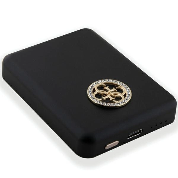 Powerbank indukcyjny Guess MagSafe 4G Strassed Metal Logo 5W 3000mAh - czarny