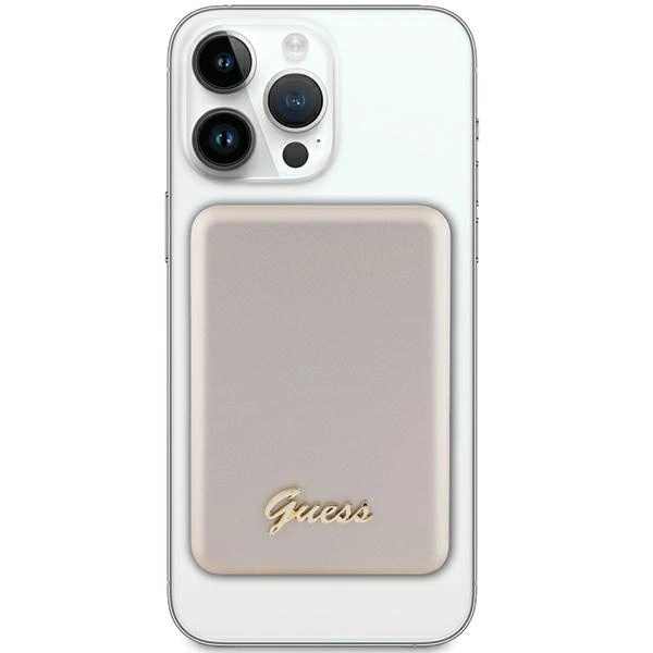 Powerbank indukcyjny Guess MagSafe Metal Script Logo 5W 3000mAh - złoty