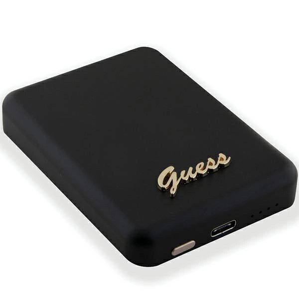 Powerbank indukcyjny Guess MagSafe Metal Script Logo 5W 3000mAh - czarny