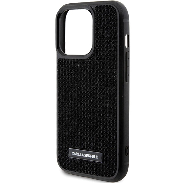 Etui Karl Lagerfeld Rhinestone Logo Metal Plate do iPhone 15 Pro - czarne