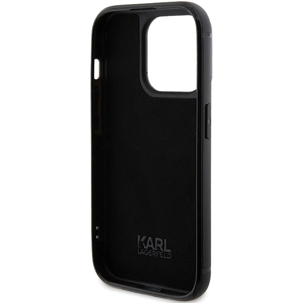 Etui Karl Lagerfeld Rhinestone Logo Metal Plate do iPhone 15 Pro - czarne