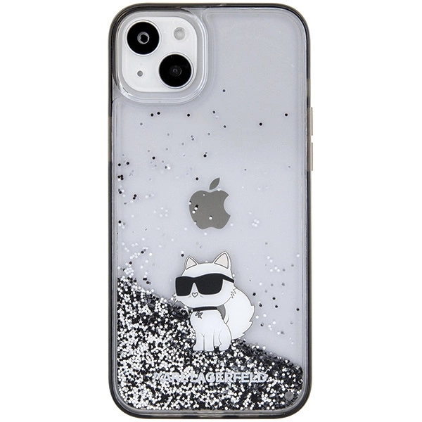 Etui Karl Lagerfeld Liquid Glitter Choupette do iPhone 15 Plus - przezroczyste