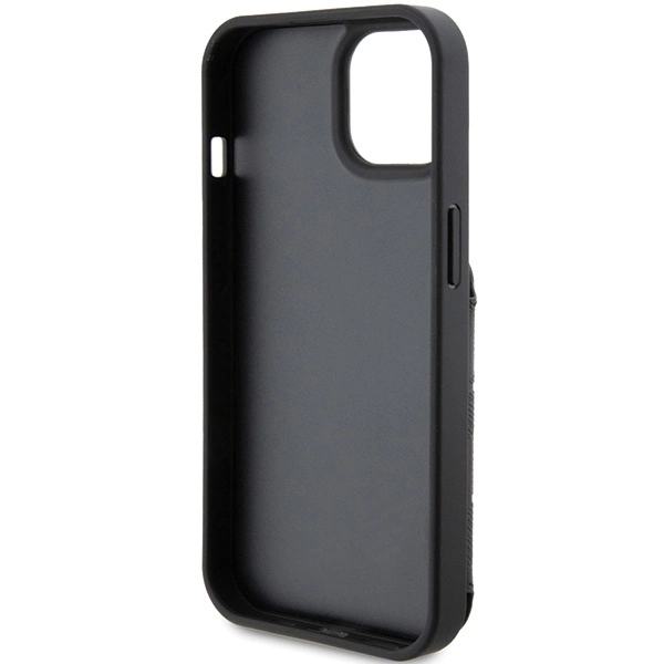 Etui Karl Lagerfeld Saffiano Cardslots and Stand Monogram Ikonik Patch do iPhone 15 - czarne