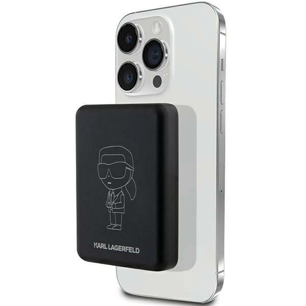 Powerbank indukcyjny Karl Lagerfeld NFT Outline Ikonik MagSafe 5000mAh - czarny