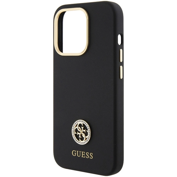 Etui Guess Silicone Logo Strass 4G do iPhone 15 Pro - czarne