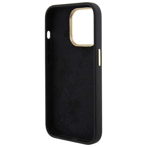 Etui Guess Silicone Logo Strass 4G do iPhone 15 Pro - czarne