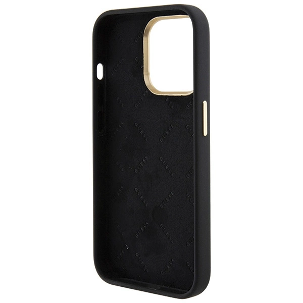 Etui Guess Silicone Logo Strass 4G do iPhone 15 Pro Max - czarne