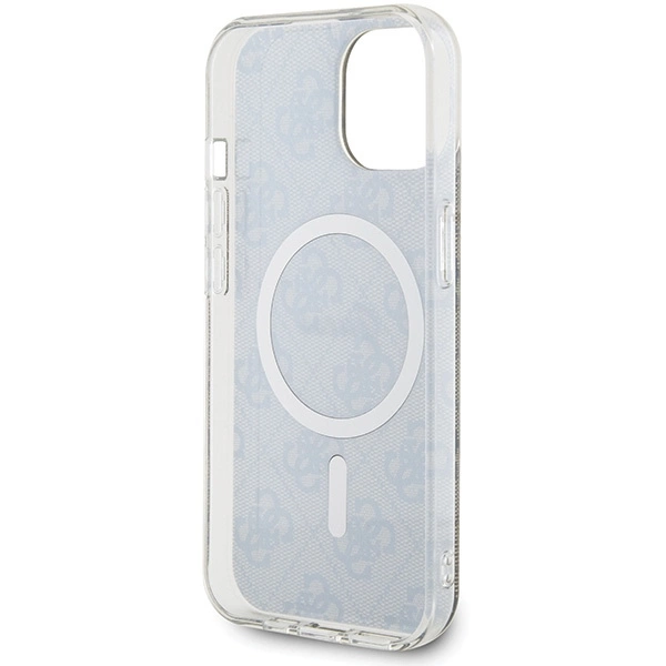 Etui Guess IML 4G MagSafe na iPhone 15 Plus - brązowe