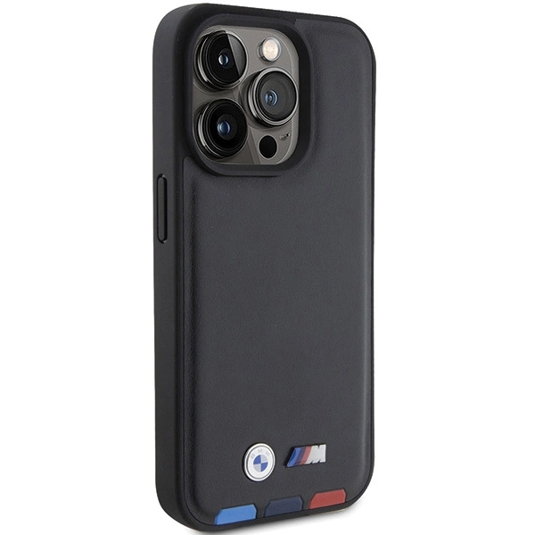 Etui BMW Leather Stamp Tricolor do iPhone 15 Pro - czarne