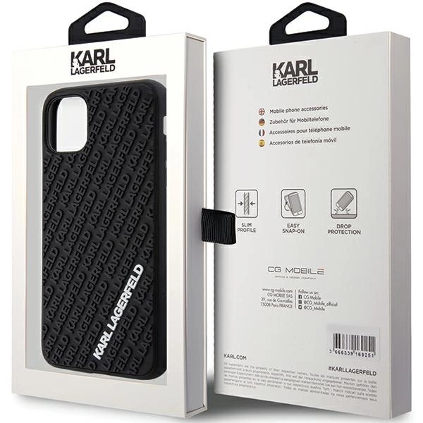 Etui Karl Lagerfeld 3D Rubber Multi Logo do iPhone 11 / Xr - czarne
