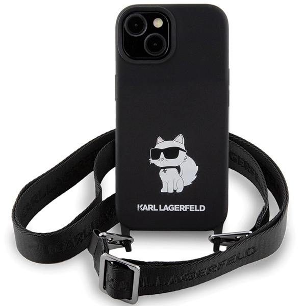 Etui Karl Lagerfeld Crossbody Silicone Choupette do iPhone 15 - czarne