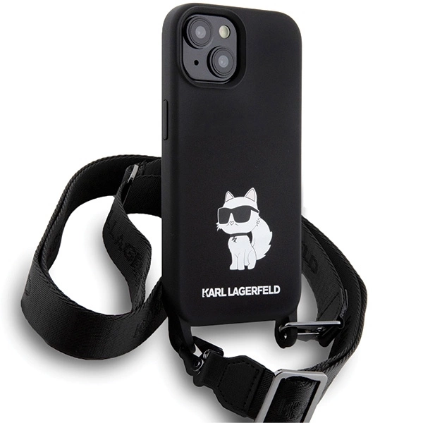 Etui Karl Lagerfeld Crossbody Silicone Choupette do iPhone 15 - czarne
