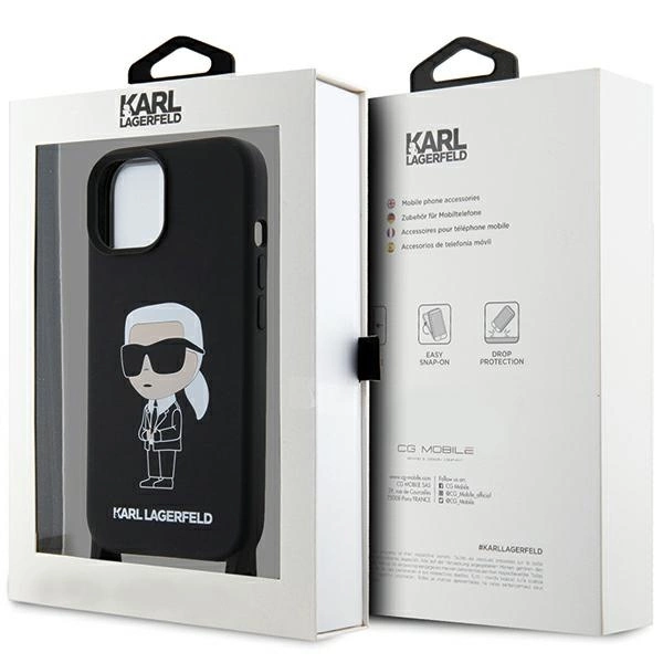 Etui Karl Lagerfeld Crossbody Silicone Ikonik do iPhone 15 - czarne