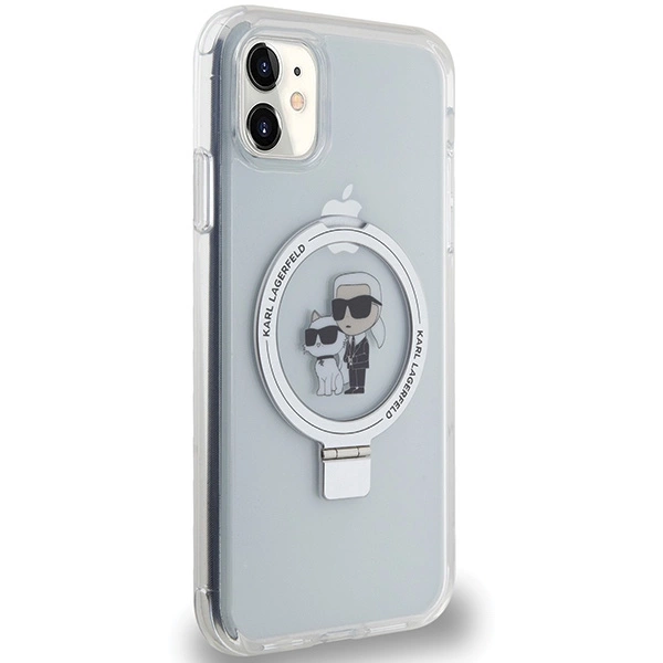 Etui Karl Lagerfeld Ring Stand Karl&Choupettte MagSafe do iPhone 11 / Xr - białe