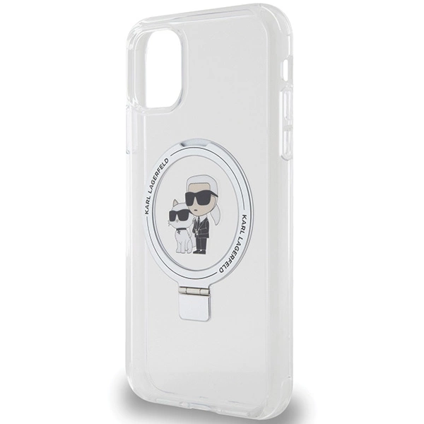 Etui Karl Lagerfeld Ring Stand Karl&Choupettte MagSafe do iPhone 11 / Xr - białe