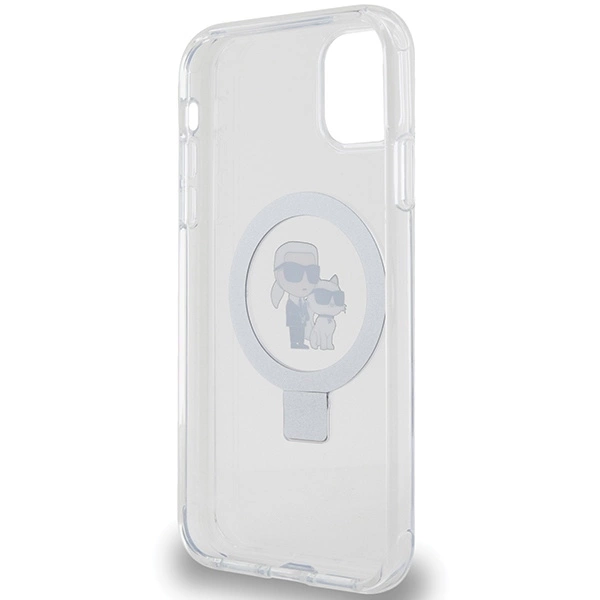 Etui Karl Lagerfeld Ring Stand Karl&Choupettte MagSafe do iPhone 11 / Xr - białe