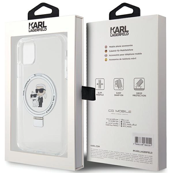 Etui Karl Lagerfeld Ring Stand Karl&Choupettte MagSafe do iPhone 11 / Xr - białe