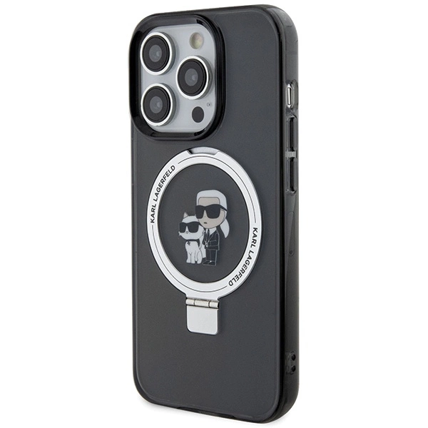 Etui Karl Lagerfeld Ring Stand Karl&Choupettte MagSafe do iPhone 13 Pro - czarne