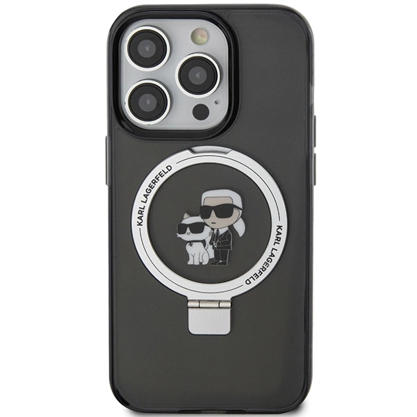 Etui Karl Lagerfeld Ring Stand Karl&Choupettte MagSafe do iPhone 13 Pro - czarne