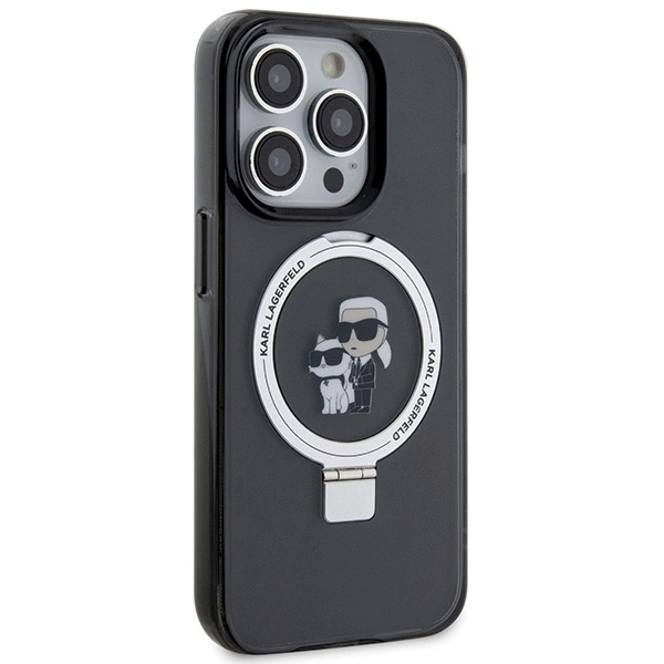 Etui Karl Lagerfeld Ring Stand Karl&Choupettte MagSafe do iPhone 13 Pro - czarne