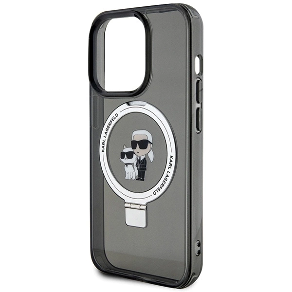 Etui Karl Lagerfeld Ring Stand Karl&Choupettte MagSafe do iPhone 13 Pro - czarne
