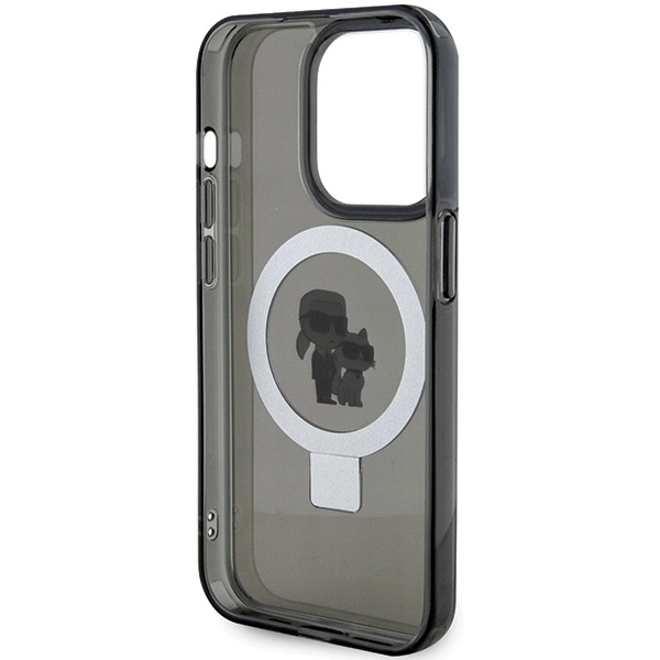 Etui Karl Lagerfeld Ring Stand Karl&Choupettte MagSafe do iPhone 13 Pro - czarne