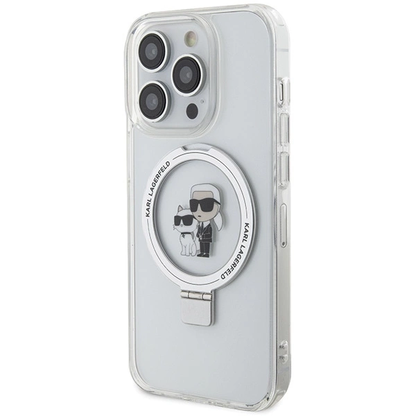 Etui Karl Lagerfeld Ring Stand Karl&Choupettte MagSafe do iPhone 14 Pro - białe