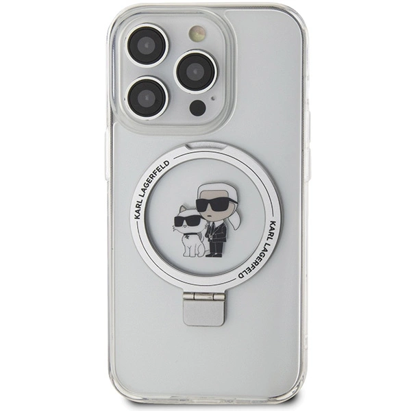 Etui Karl Lagerfeld Ring Stand Karl&Choupettte MagSafe do iPhone 14 Pro - białe