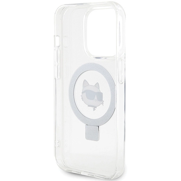 Etui Karl Lagerfeld Ring Stand Choupette Head MagSafe do iPhone 15 Pro - białe