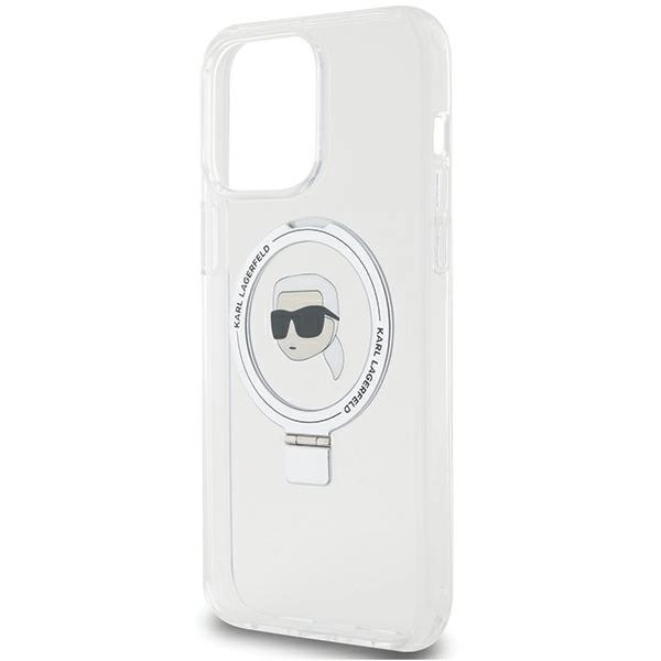 Etui Karl Lagerfeld Ring Stand Karl Head MagSafe do iPhone 15 Pro - białe