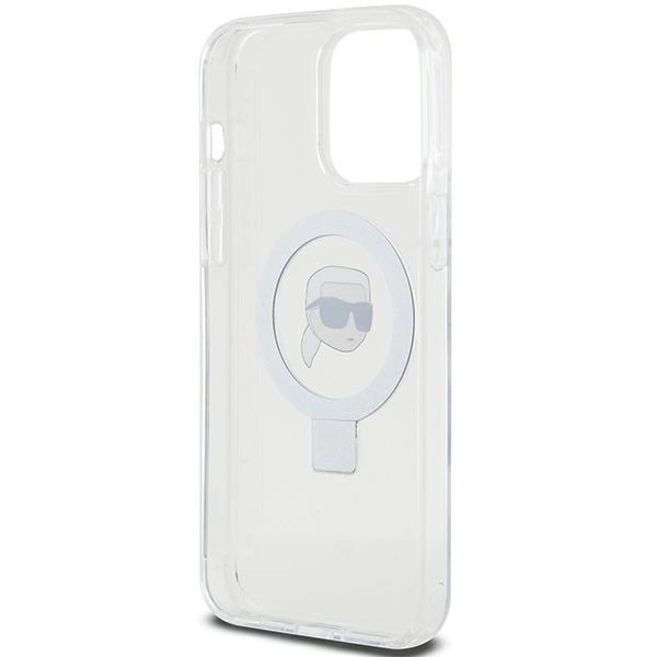 Etui Karl Lagerfeld Ring Stand Karl Head MagSafe do iPhone 15 Pro - białe