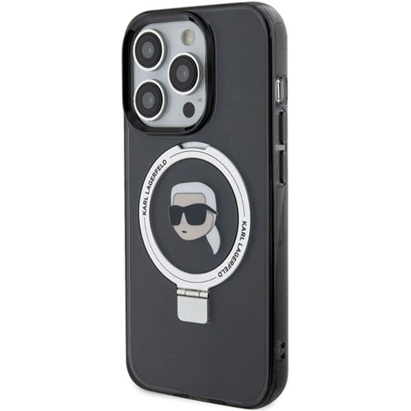 Etui Karl Lagerfeld Ring Stand Karl Head MagSafe do iPhone 15 Pro - czarne