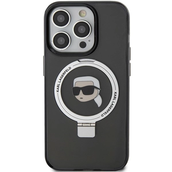 Etui Karl Lagerfeld Ring Stand Karl Head MagSafe do iPhone 15 Pro - czarne