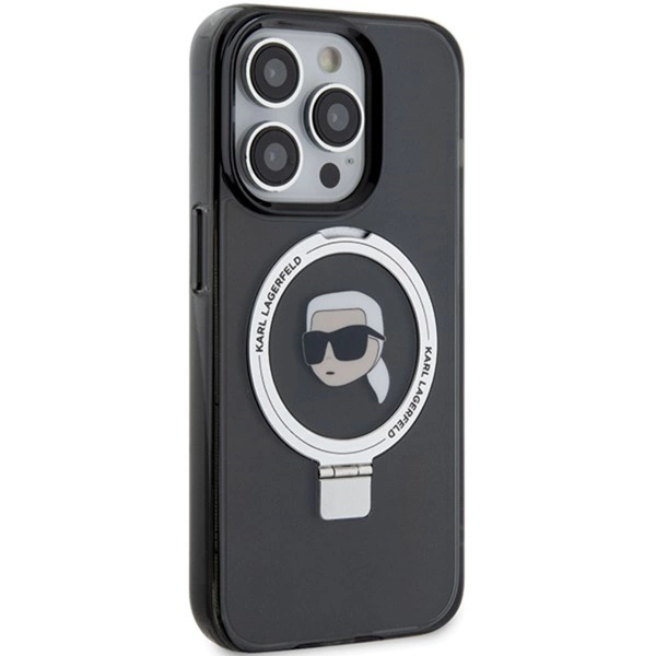 Etui Karl Lagerfeld Ring Stand Karl Head MagSafe do iPhone 15 Pro - czarne