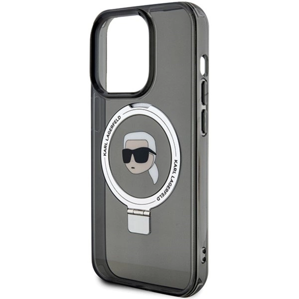 Etui Karl Lagerfeld Ring Stand Karl Head MagSafe do iPhone 15 Pro - czarne