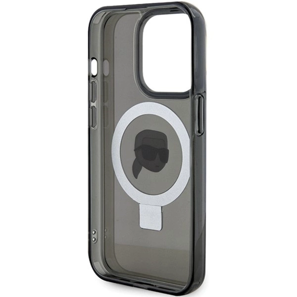 Etui Karl Lagerfeld Ring Stand Karl Head MagSafe do iPhone 15 Pro - czarne