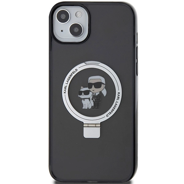 Etui Karl Lagerfeld Ring Stand Karl&Choupettte MagSafe do iPhone 15 Plus - czarne