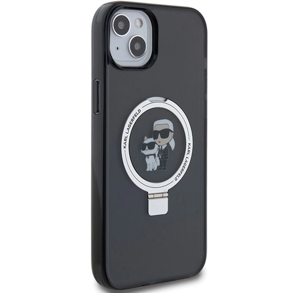 Etui Karl Lagerfeld Ring Stand Karl&Choupettte MagSafe do iPhone 15 Plus - czarne