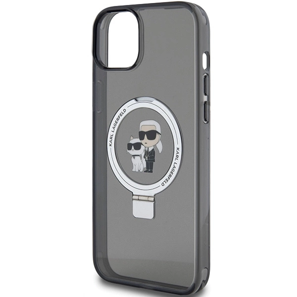 Etui Karl Lagerfeld Ring Stand Karl&Choupettte MagSafe do iPhone 15 Plus - czarne