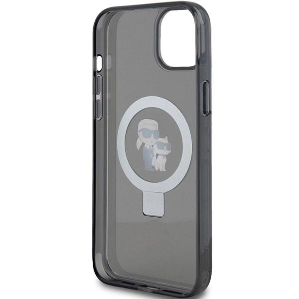 Etui Karl Lagerfeld Ring Stand Karl&Choupettte MagSafe do iPhone 15 Plus - czarne