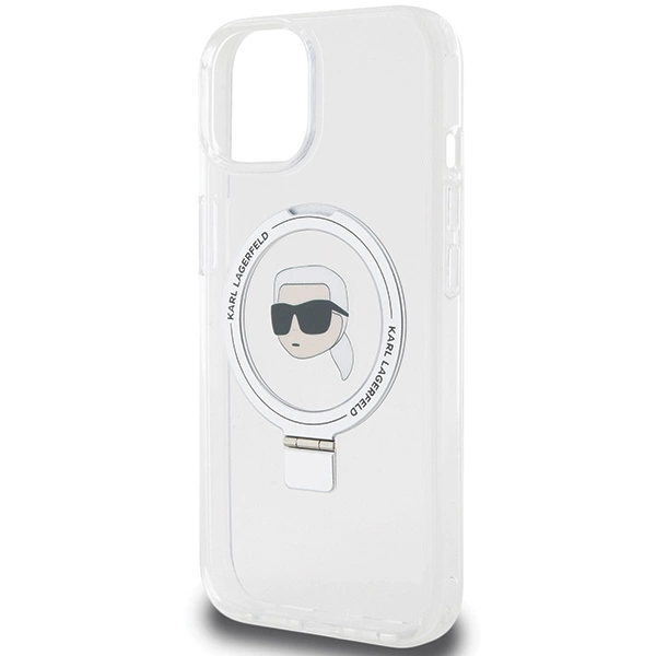 Etui Karl Lagerfeld Ring Stand Karl Head MagSafe do iPhone 15 - białe